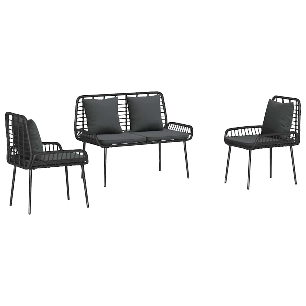 Garden Dining Set 3 pcs Black and Anthracite