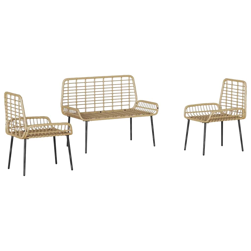 Garden Dining Set 3 pcs Brown and Black and Cream
