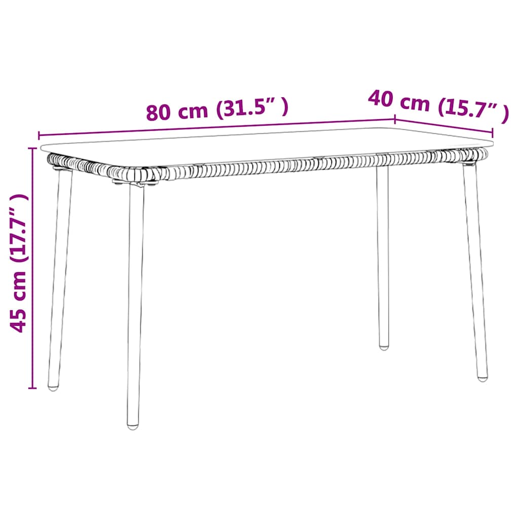 Garden Table Natural 80 x 40 x 45.5 cm Poly rattan