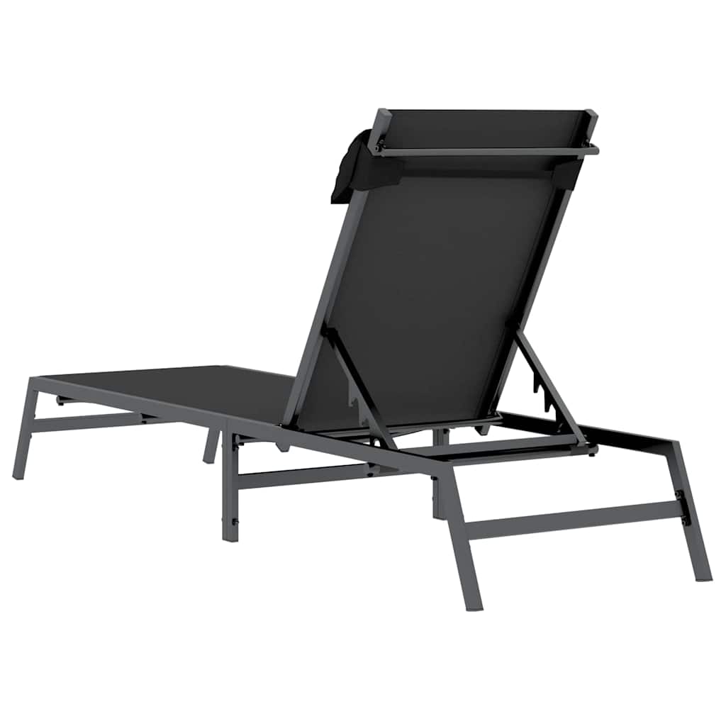 Sunlounger 1-person Black 197 x 54 x 86 cm Steel and textilene