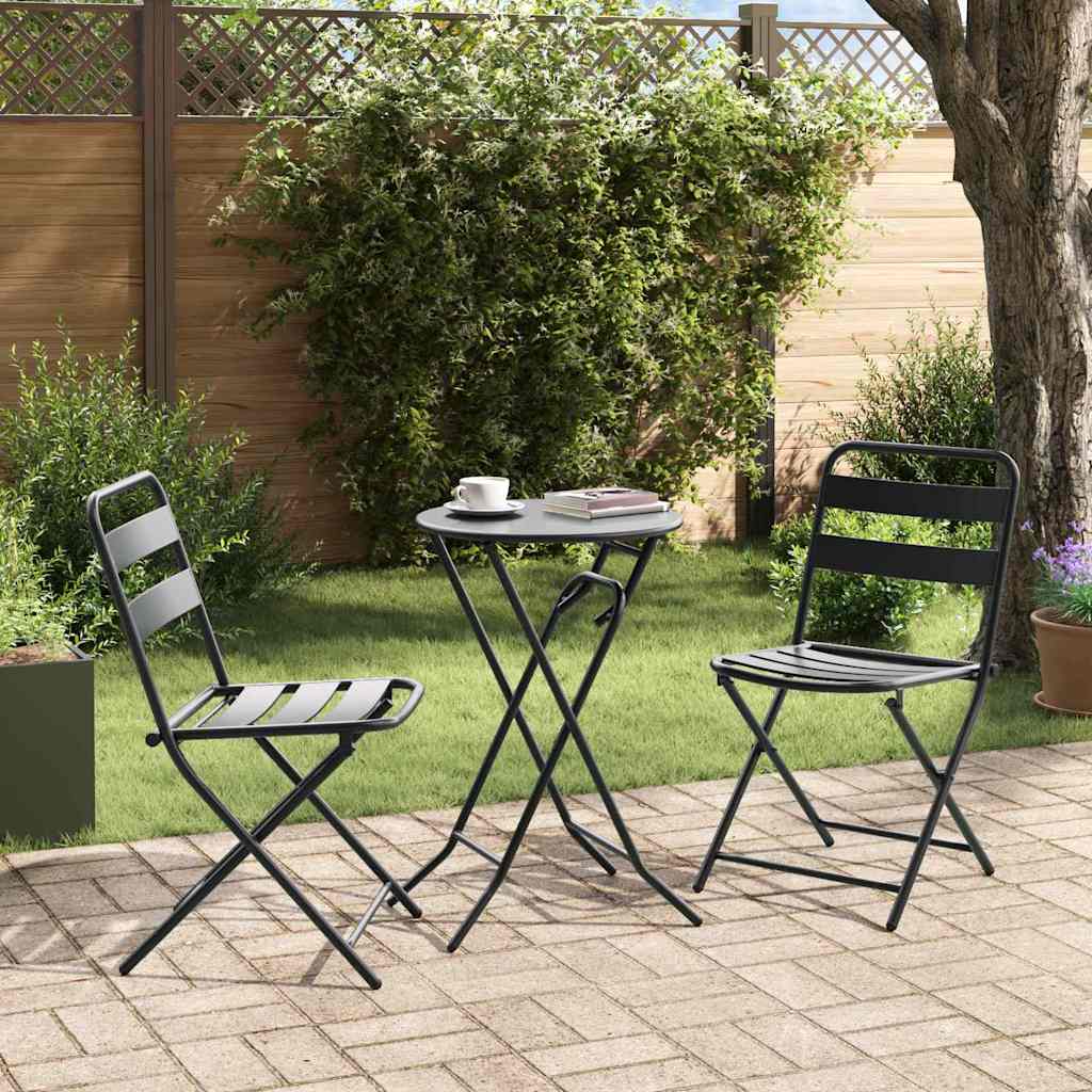 Bistro Set Folding 3 pcs Anthracite Steel