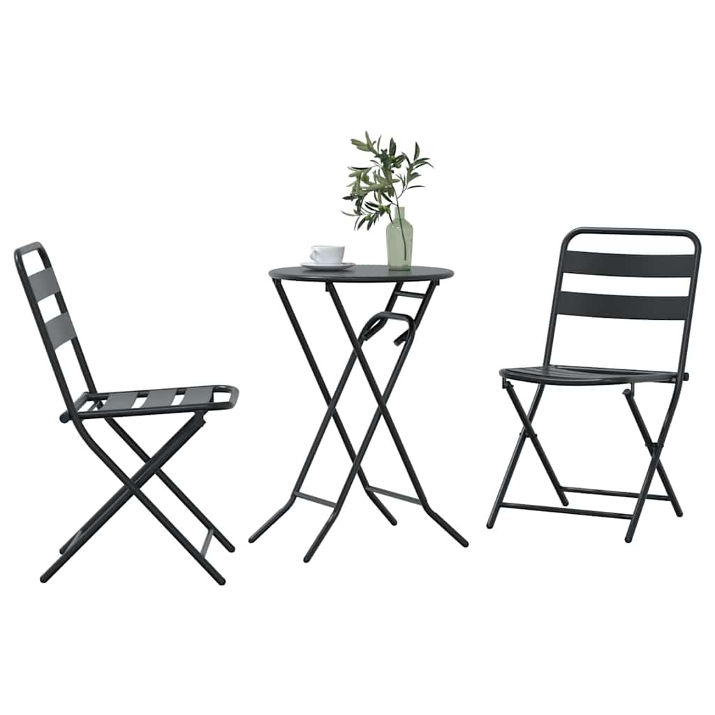 Bistro Set Folding 3 pcs Anthracite Steel