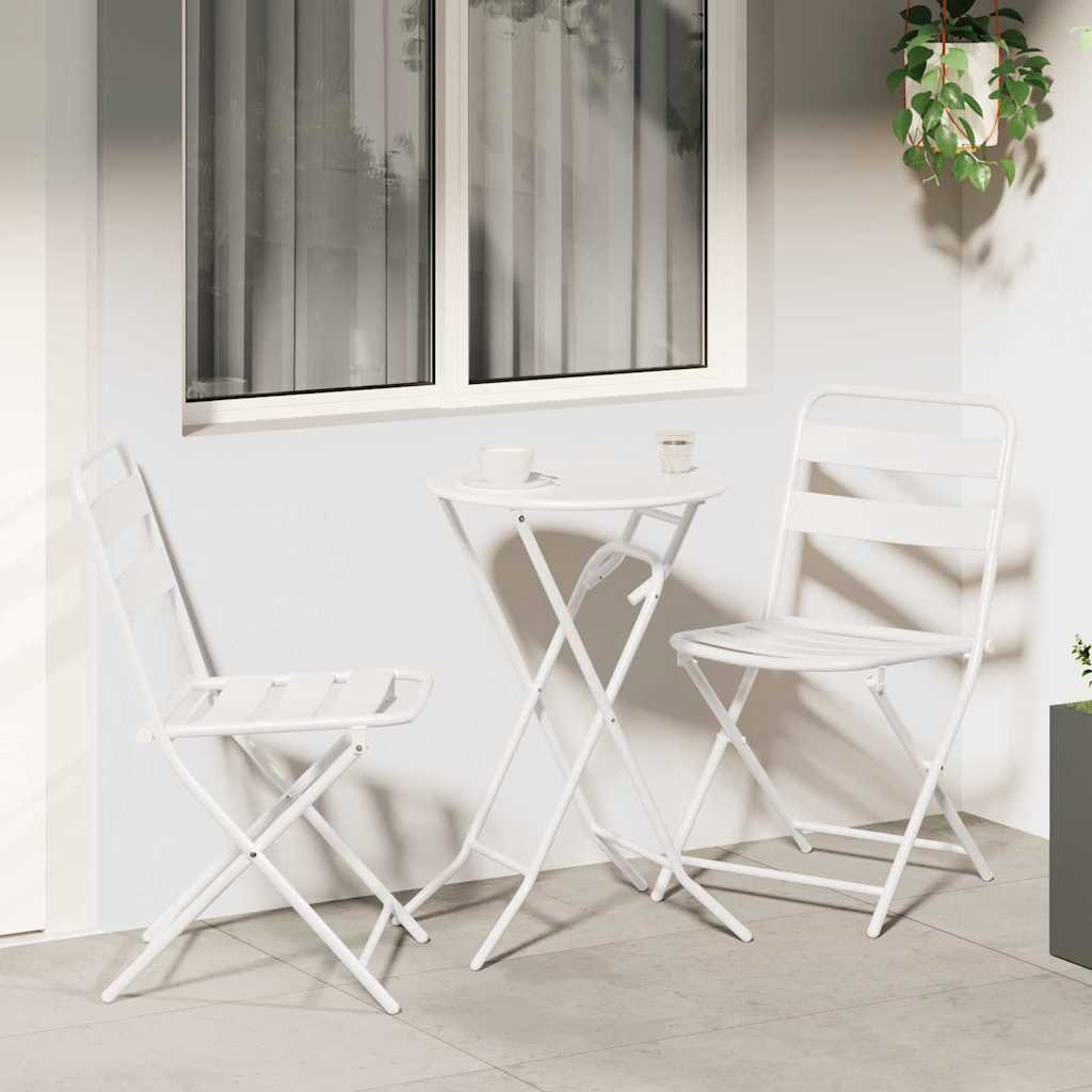 Bistro Set Folding 3 pcs White Steel