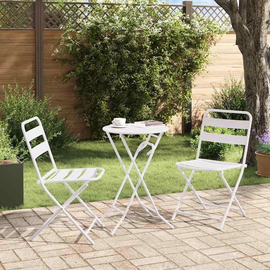 Bistro Set Folding 3 pcs White Steel