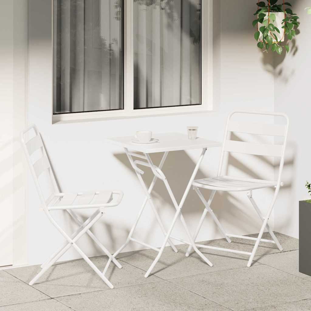 Bistro Set Folding 3 pcs White Steel