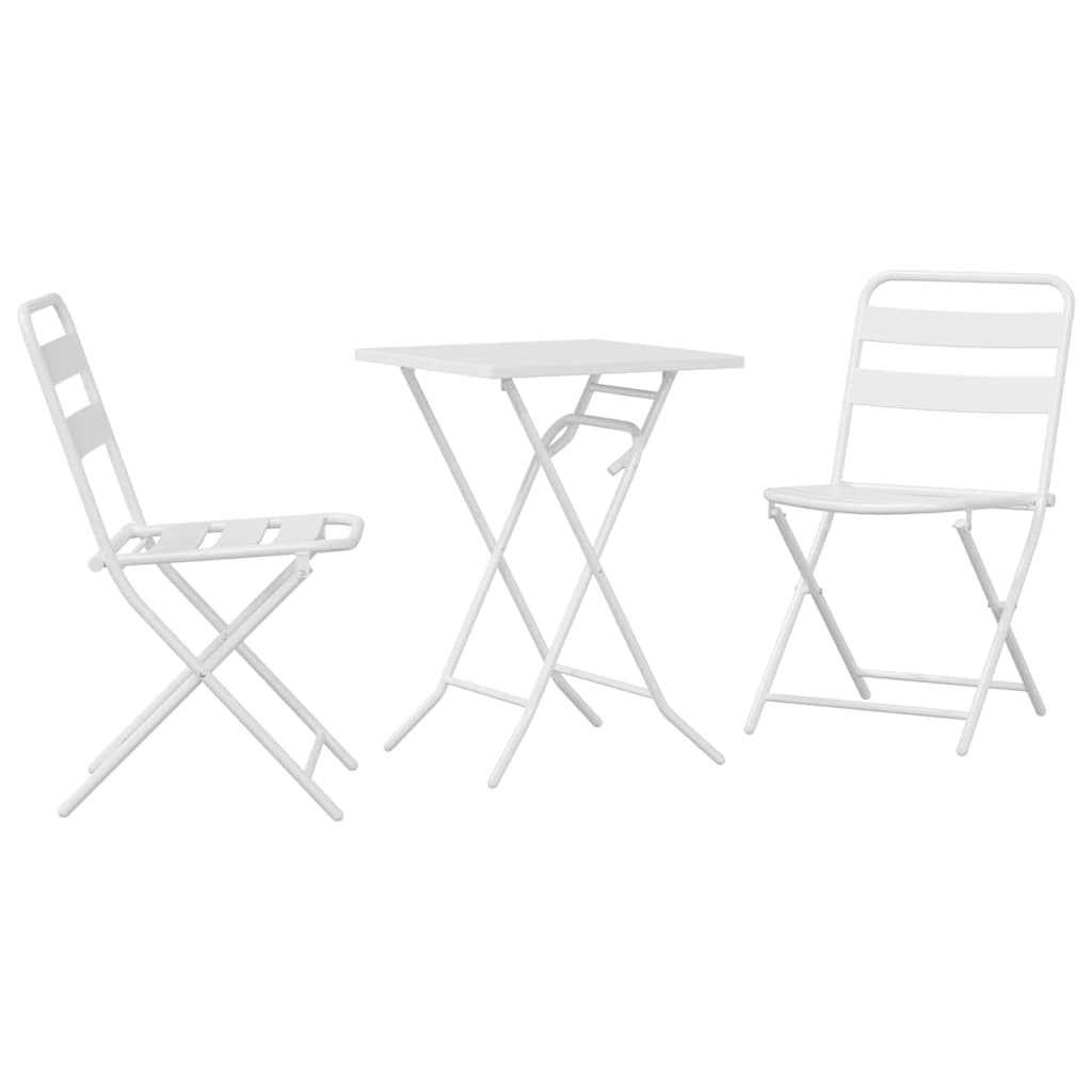 Bistro Set Folding 3 pcs White Steel