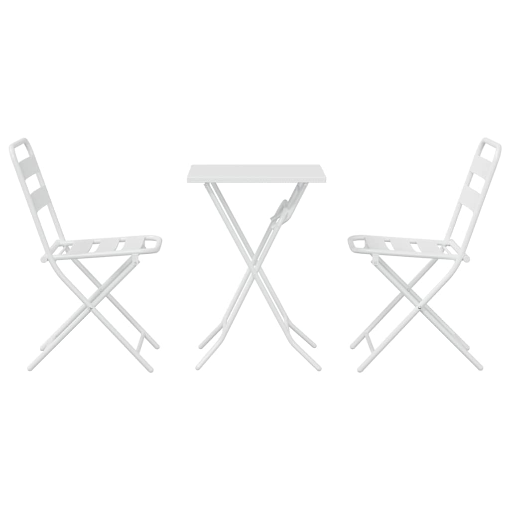 Bistro Set Folding 3 pcs White Steel