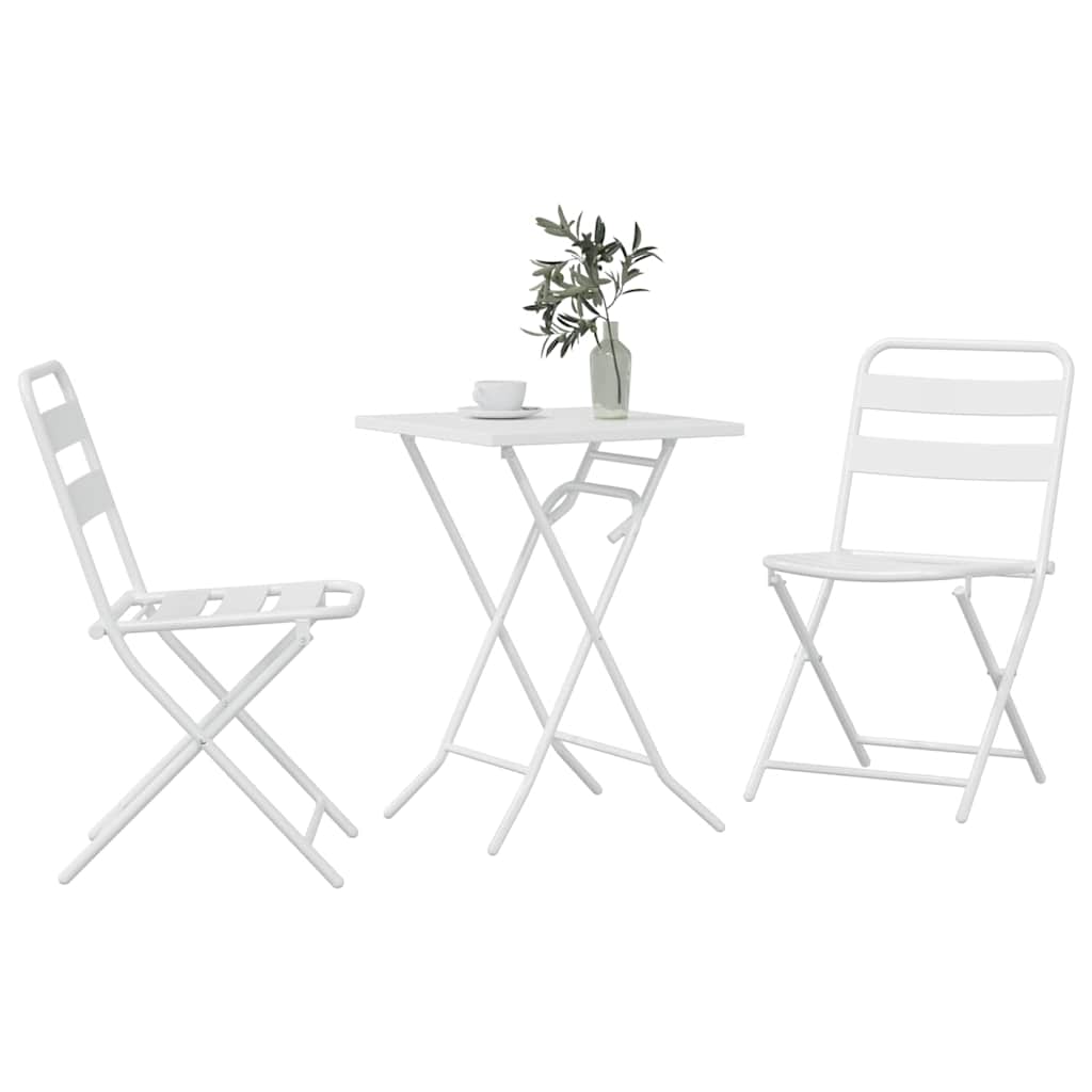 Bistro Set Folding 3 pcs White Steel