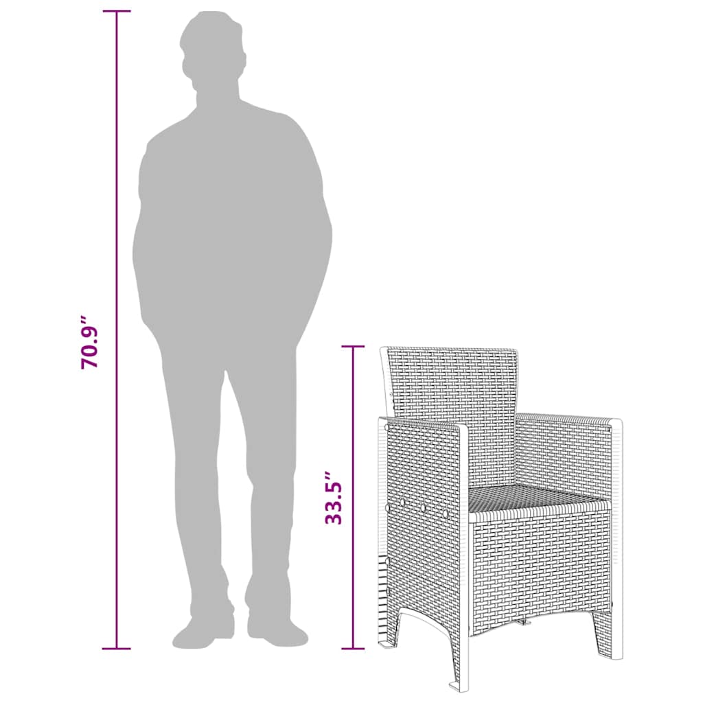 Garden Chair 4 pcs Brown 53 x 49 x 85 cm PP