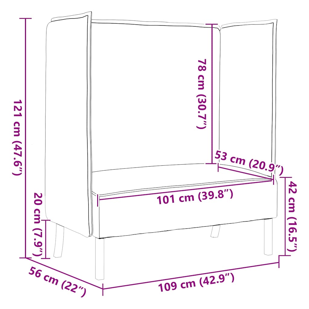 Highback Sofa Cloud grey 109 x 56 x 121 cm Fabric