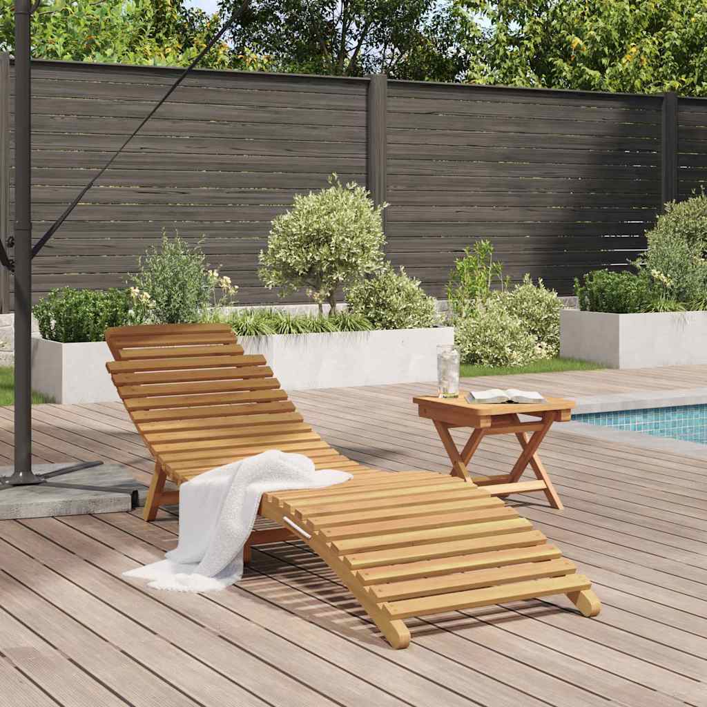 Sun Lounger Folding Brown 184 x 55 x 59 cm Solid Teak Wood