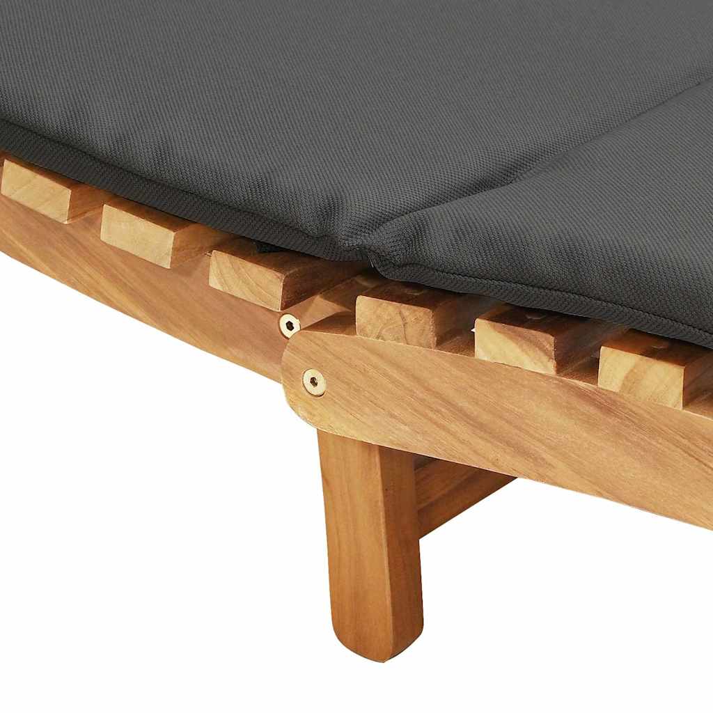 Sun Lounger Dark grey 188 x 55 x 59 cm Solid teak wood