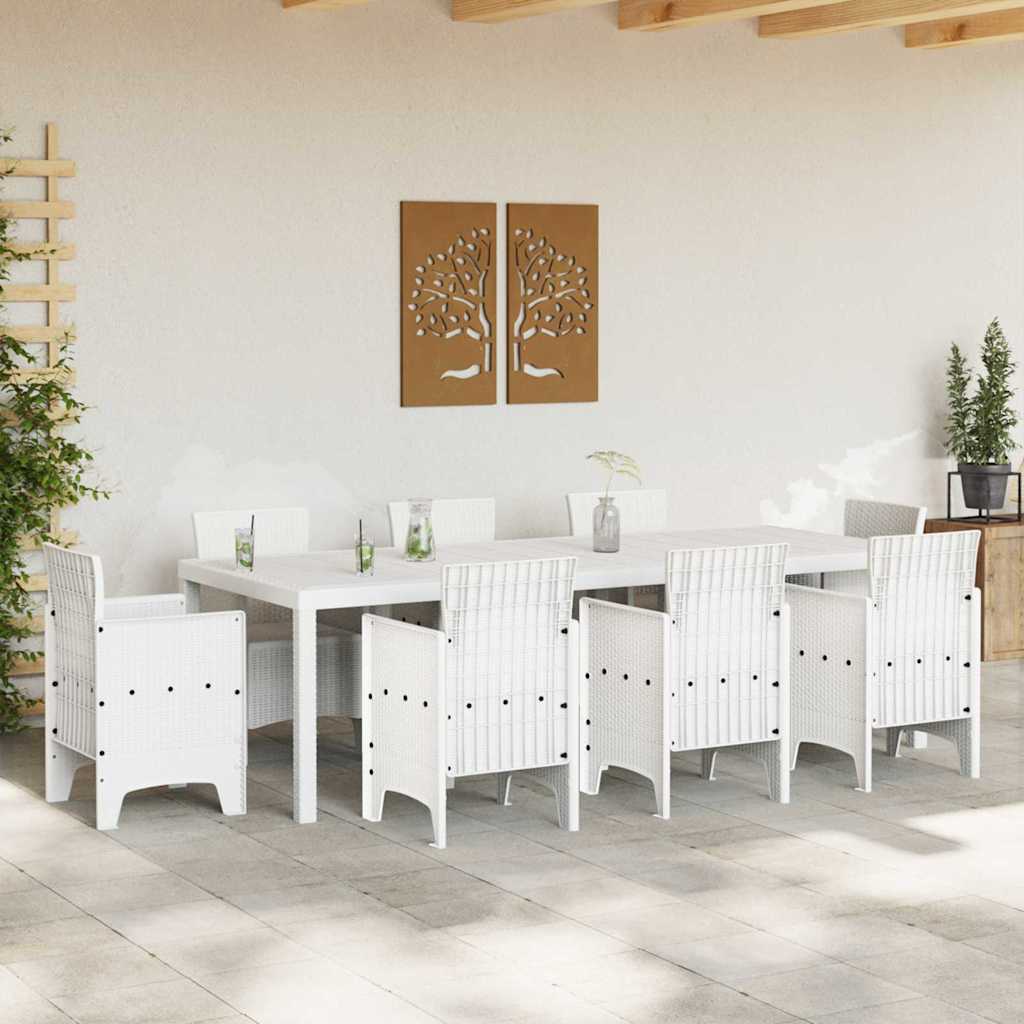Garden Table White 250 x 100 x 73 cm Poly Rattan