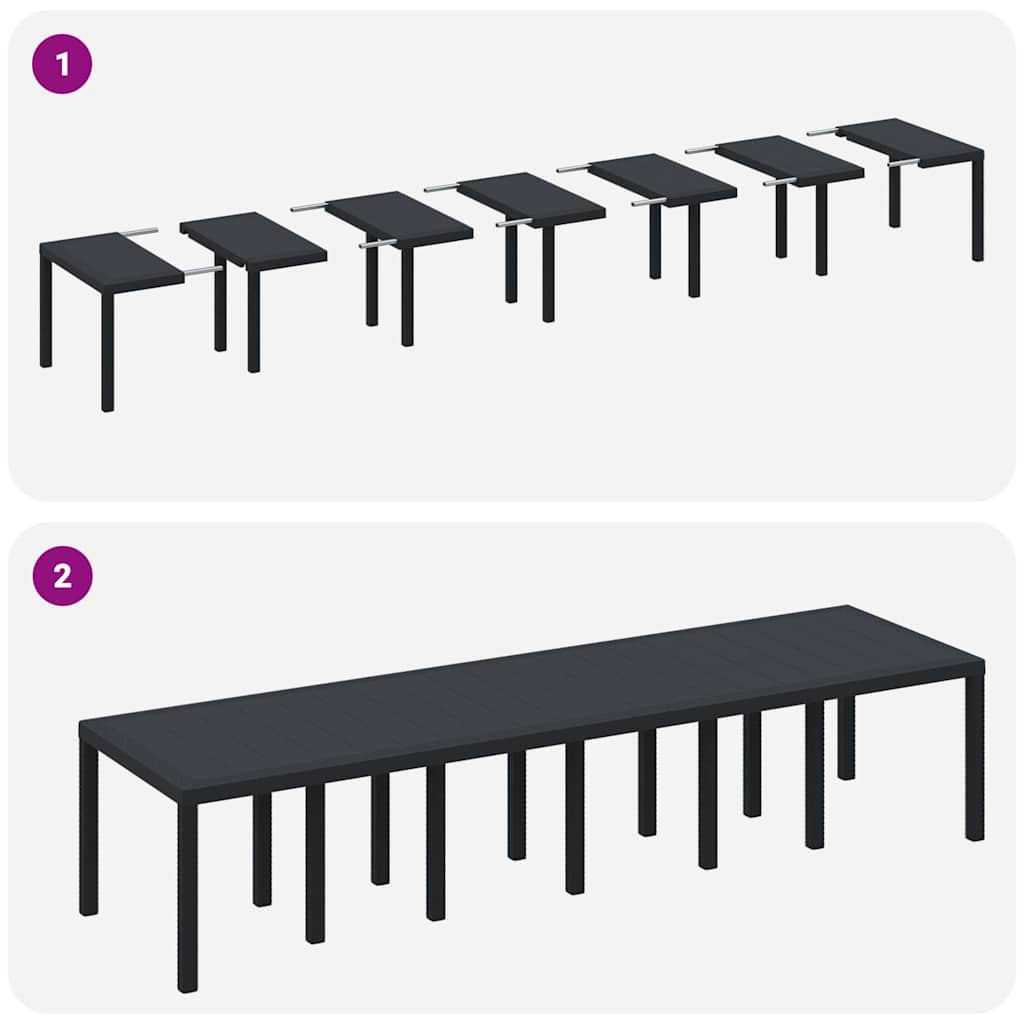 Garden Table Anthracite 350 x 100 x 73 cm Poly Rattan