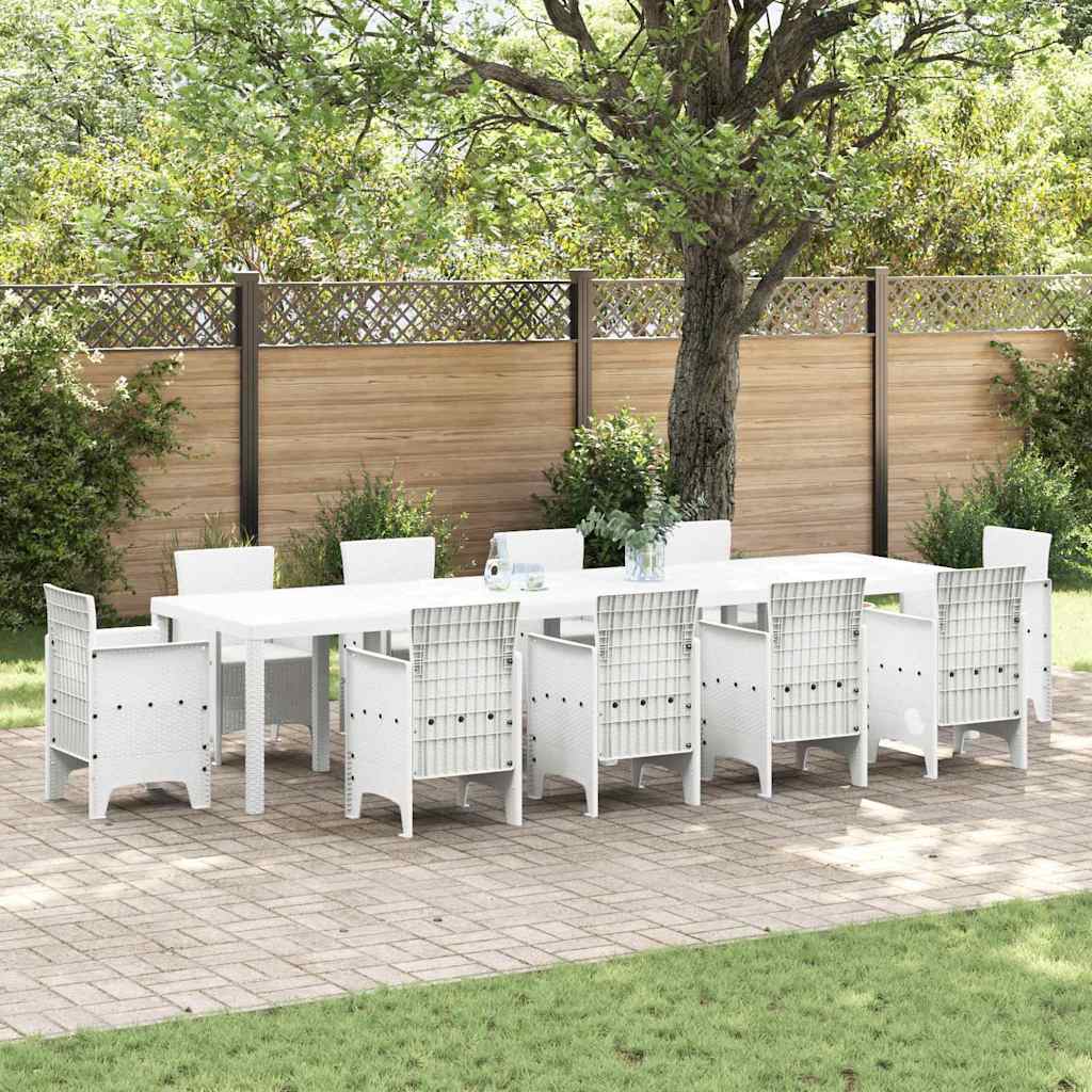 Garden Table White 350 x 100 x 73 cm Poly Rattan