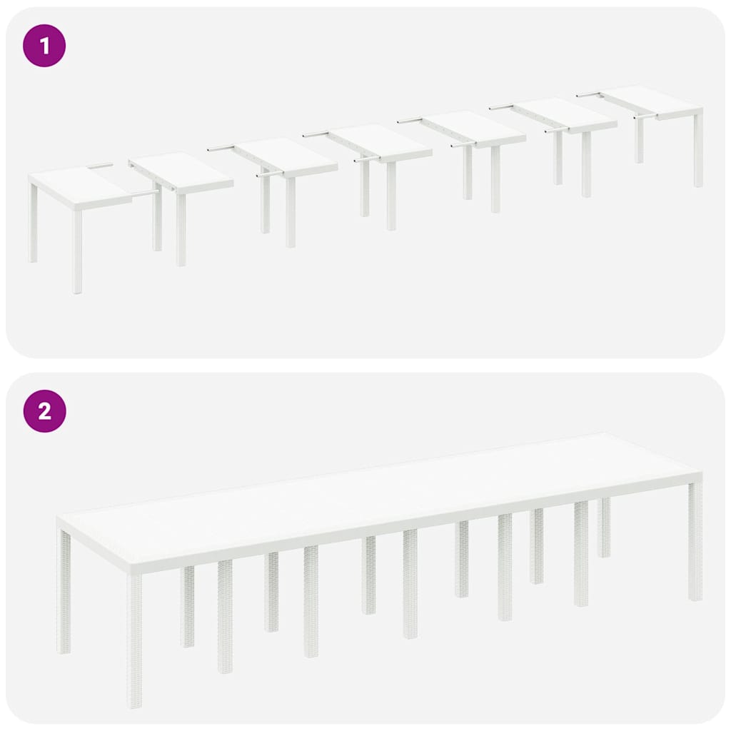 Garden Table White 350 x 100 x 73 cm Poly Rattan