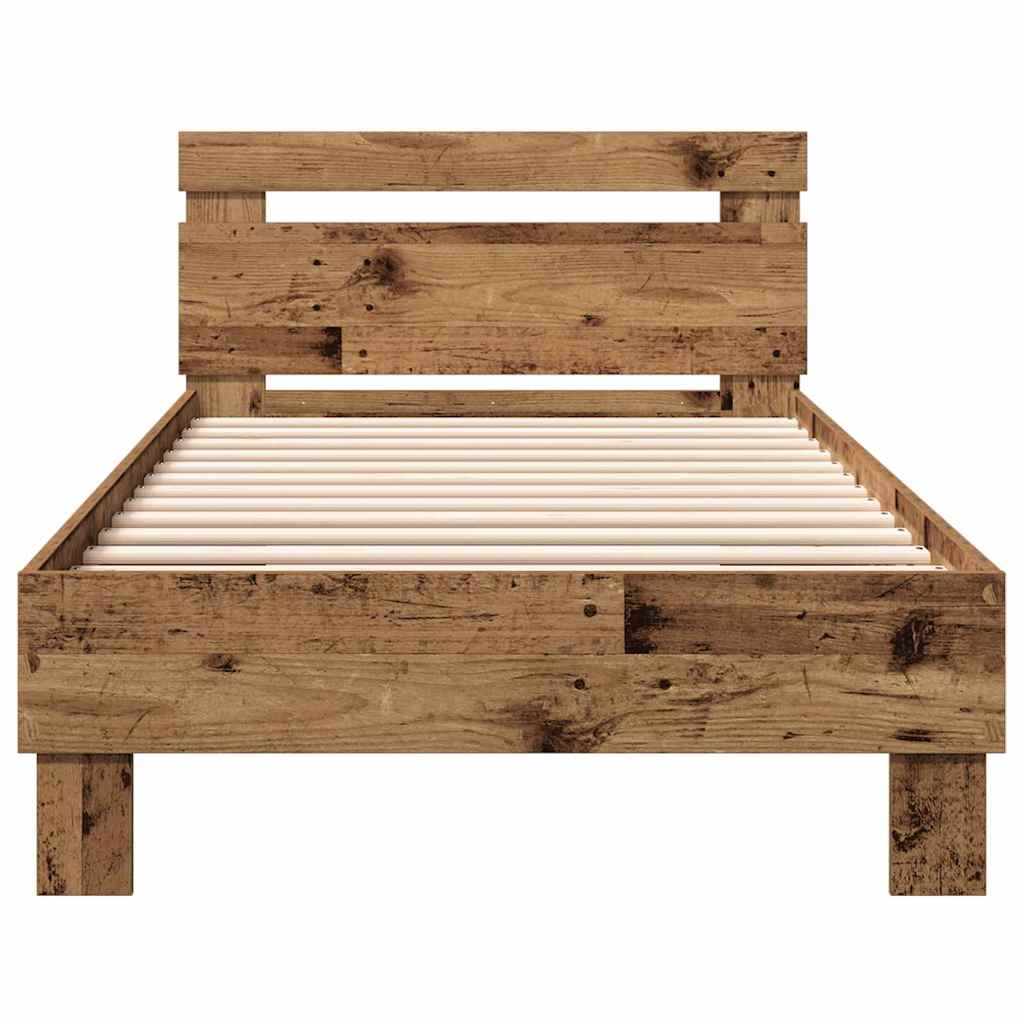 Bed Frame with Headboard Old Wood 90 x 200 cm Engineered Wood