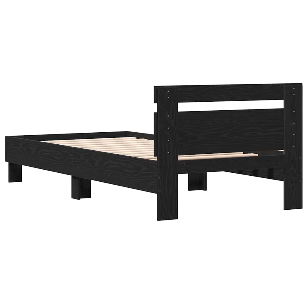 Bed Frame with Headboard Black Oak 90 x 200 cm Engineered Wood