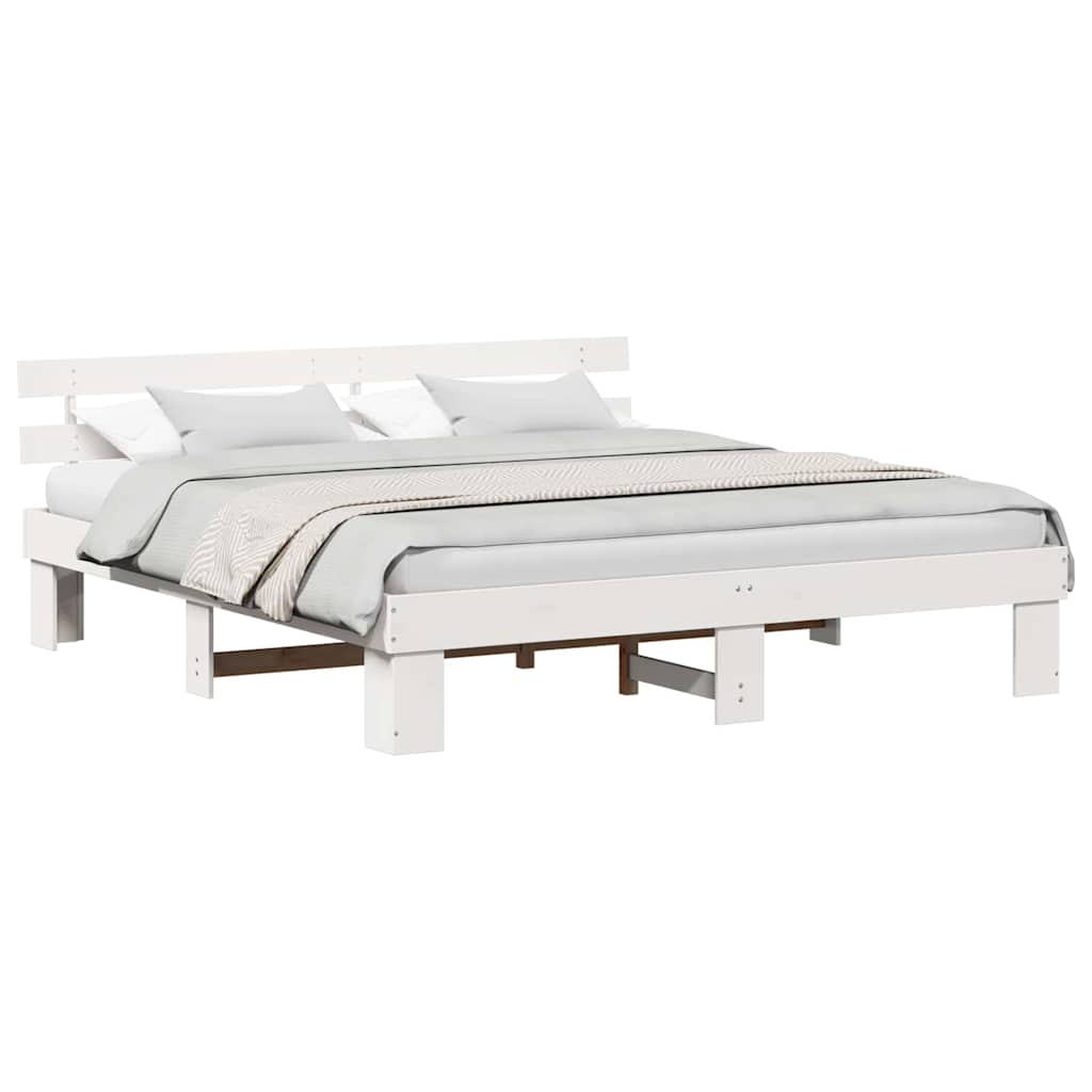 Bed Frame with Headboard White 180 x 200 cm