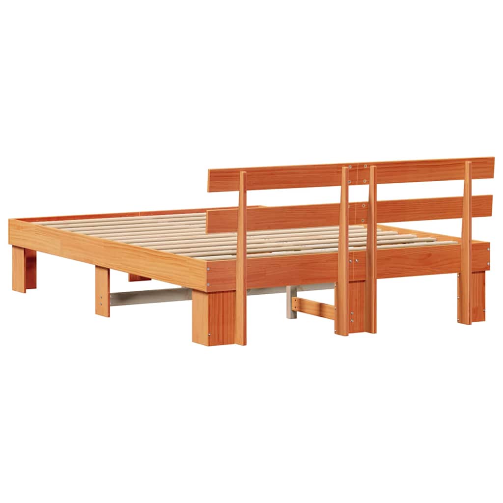 Bed Frame with Headboard Brown 150 x 200 cm Solid Pine wood
