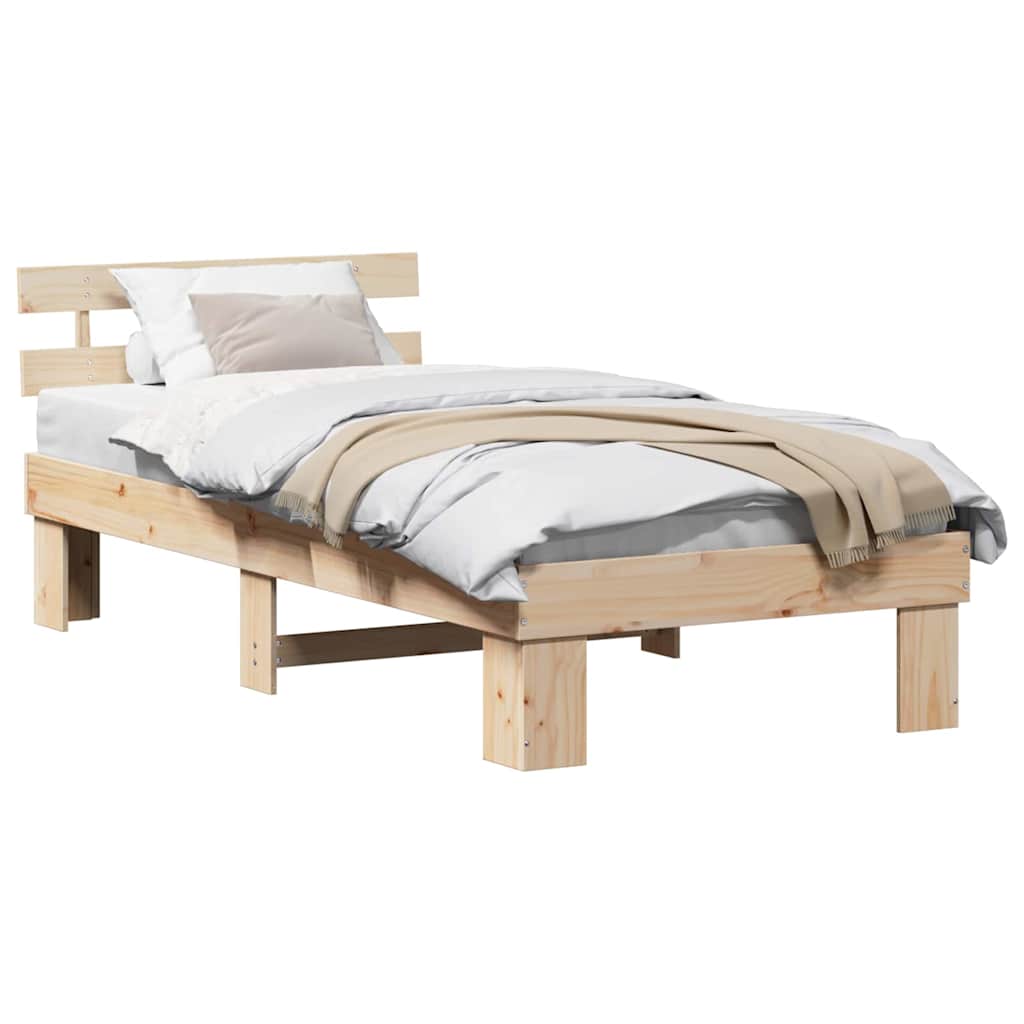 Bed Frame with Headboard Brown 90 x 200 cm