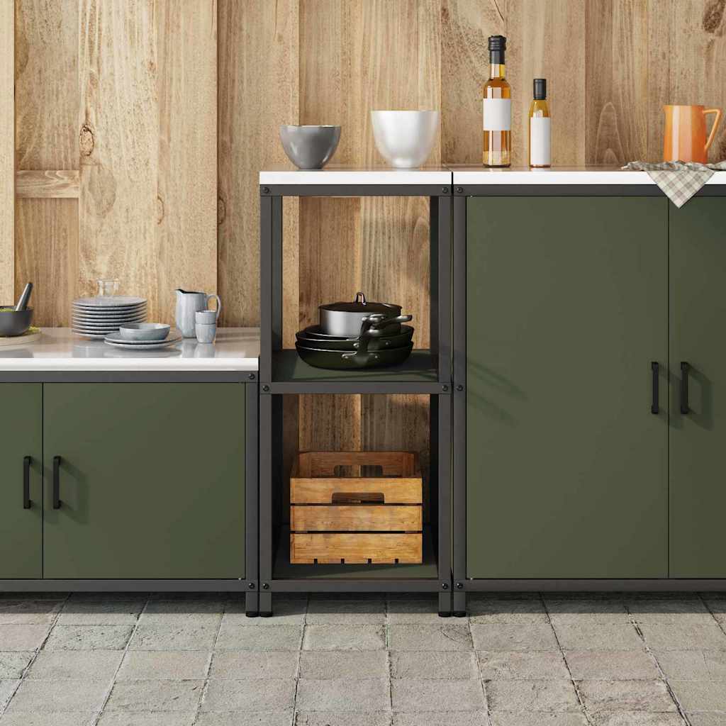 Kitchen Storage Shelf with Shelf with Storage Olive green Steel