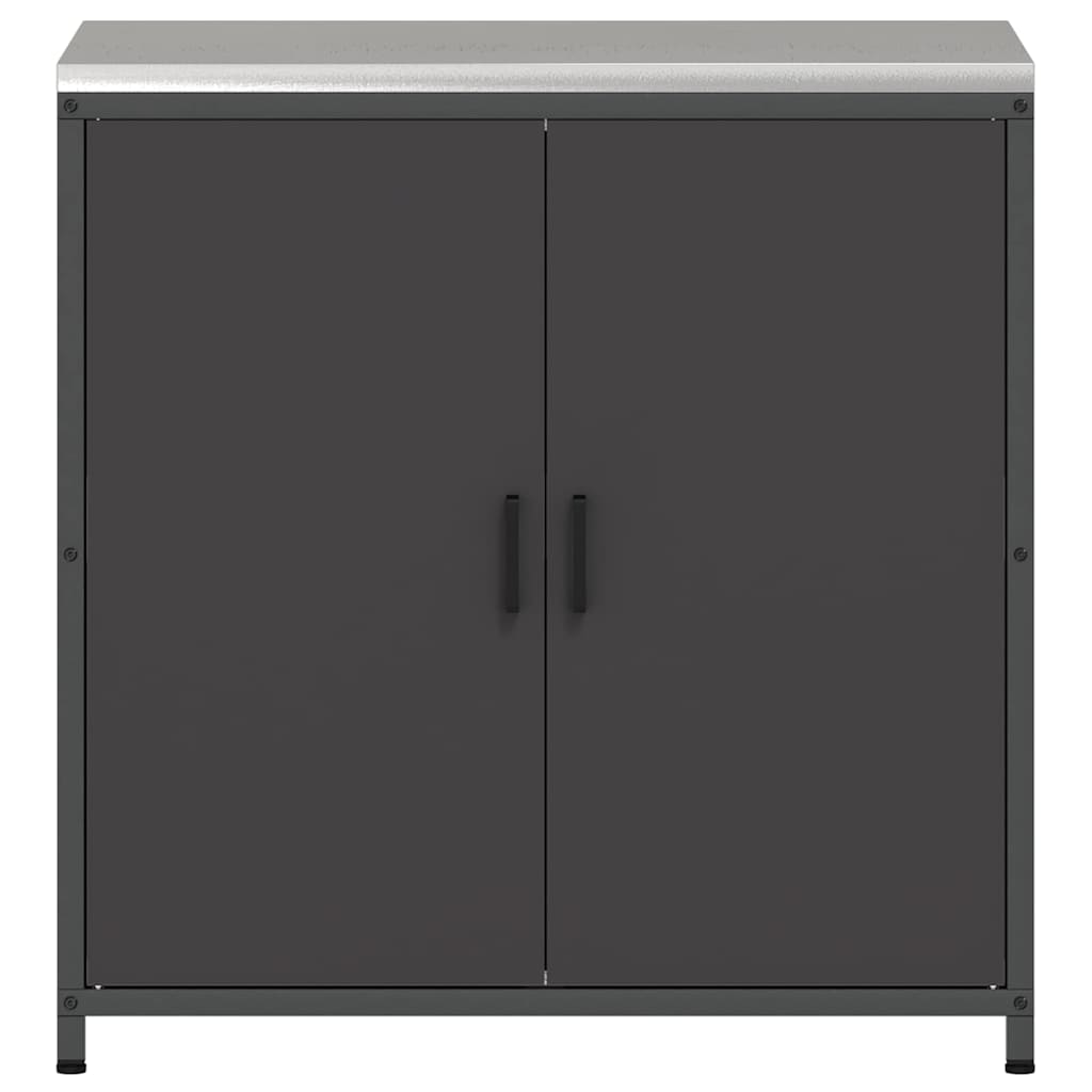 Kitchen Storage Cabinet with Shelf with Storage Black Steel