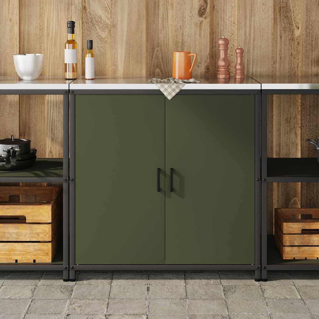 Kitchen Storage Cabinet with Shelf with Door Olive green Steel