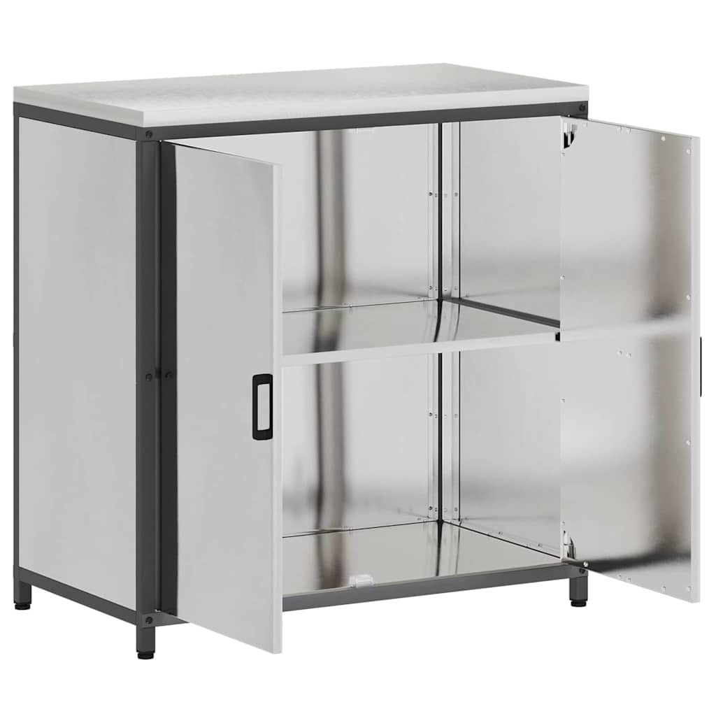 Kitchen Storage Cabinet with Shelf Silver Stainless steel