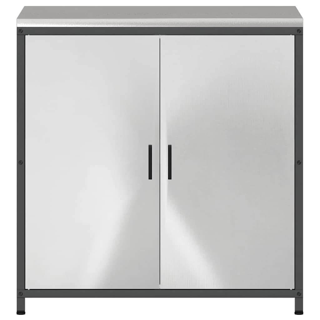 Kitchen Storage Cabinet with Shelf Silver Stainless steel