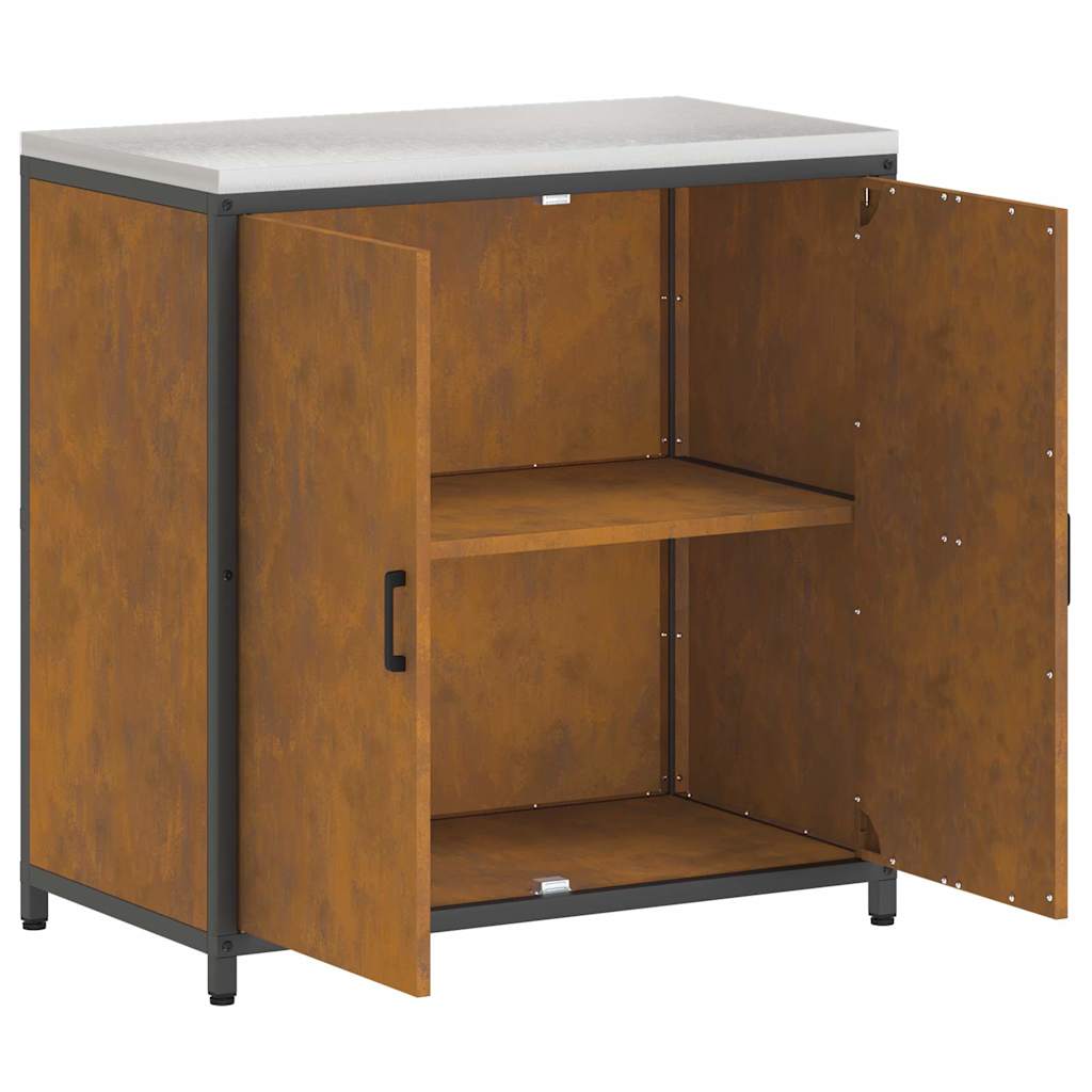 Kitchen Storage Cabinet with Shelf Rusty Weathering steel