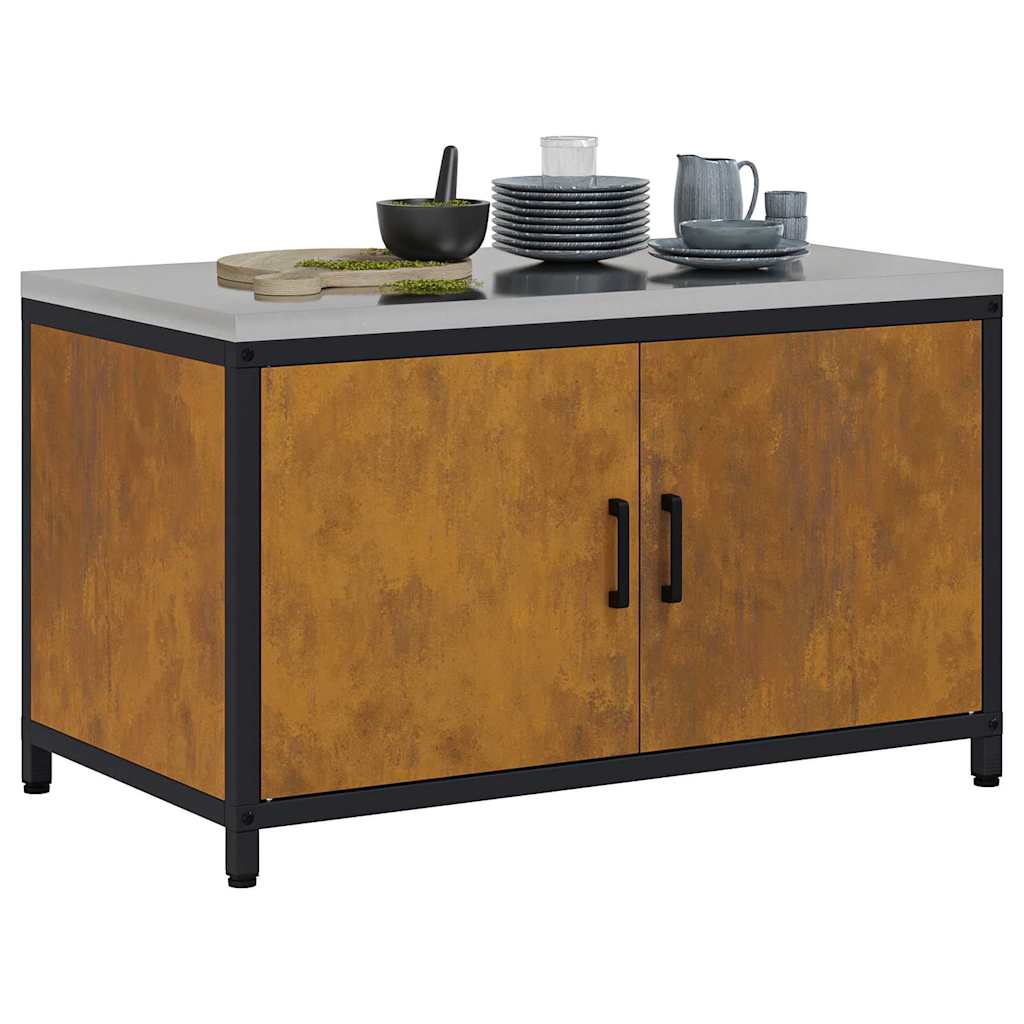 Kitchen Storage Cabinet with Shelf Rusty Weathering steel