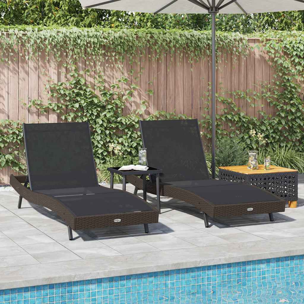 Sun Loungers 3 pcs Brown 40 x 40 x 40.5 cm Poly Rattan