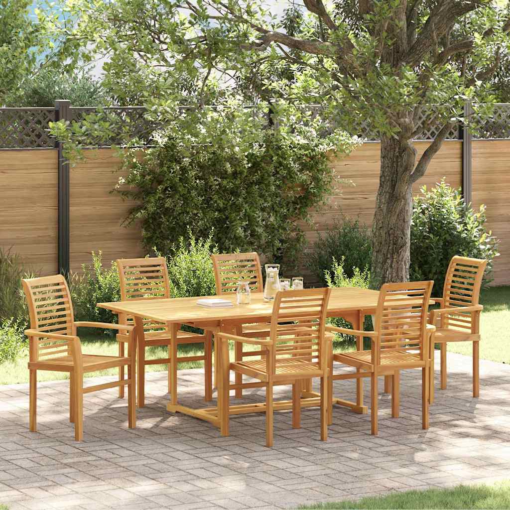 Garden Dining Set 7 pcs Brown 200 x 100 x 75 cm Solid teak wood