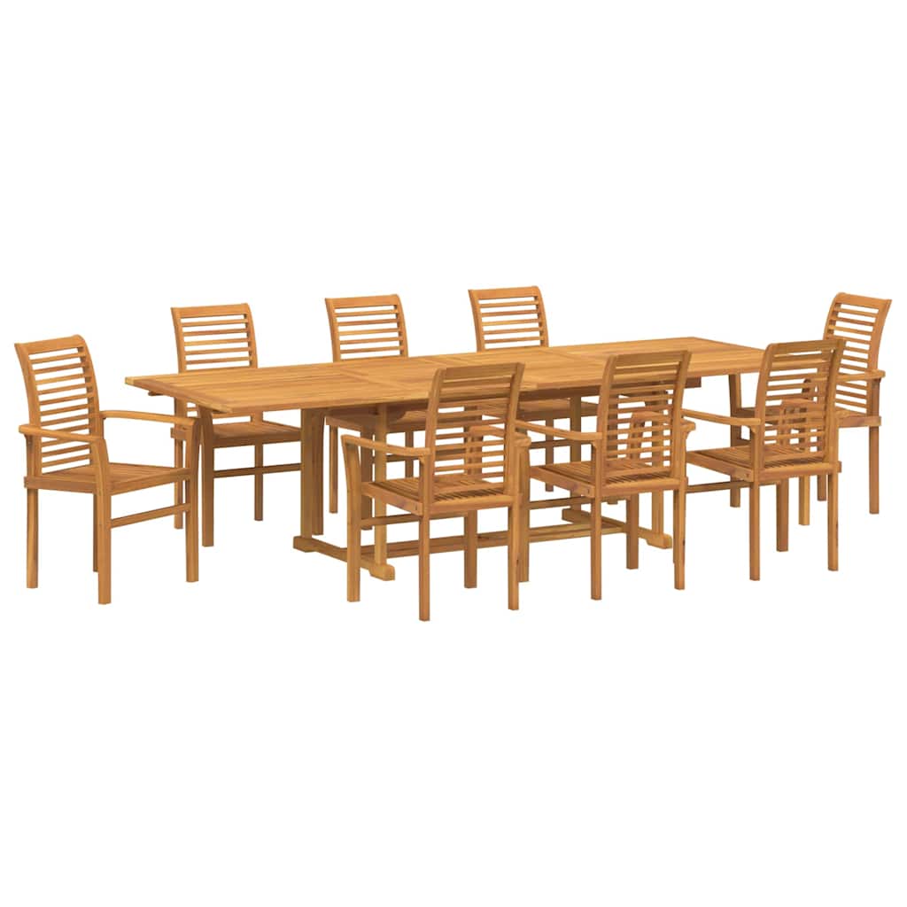 Garden Dining Set 9 pcs Brown 280 x 100 x 75 cm Solid teak wood