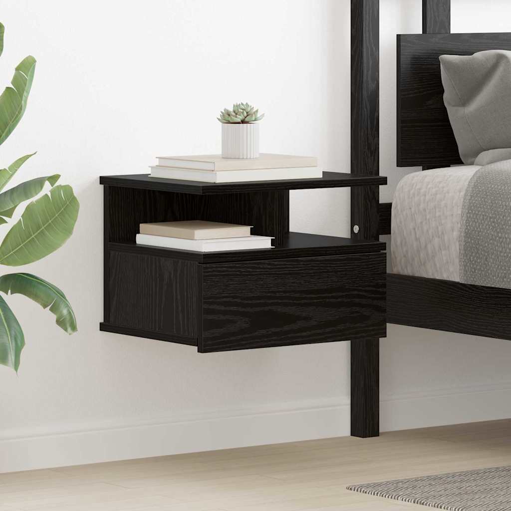 Floating Nightstand Black oak 40 x 31 x 27 cm Engineered wood