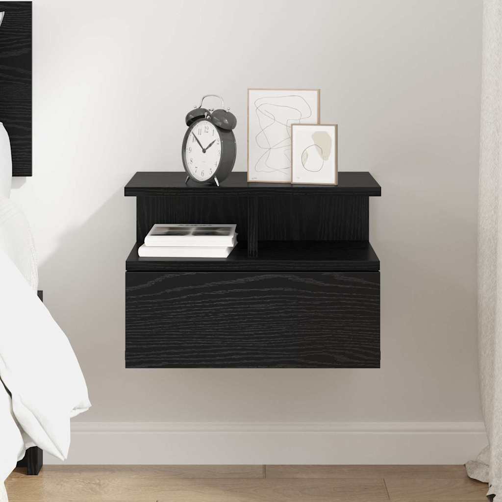Floating Nightstand Black oak 40 x 31 x 27 cm Engineered wood