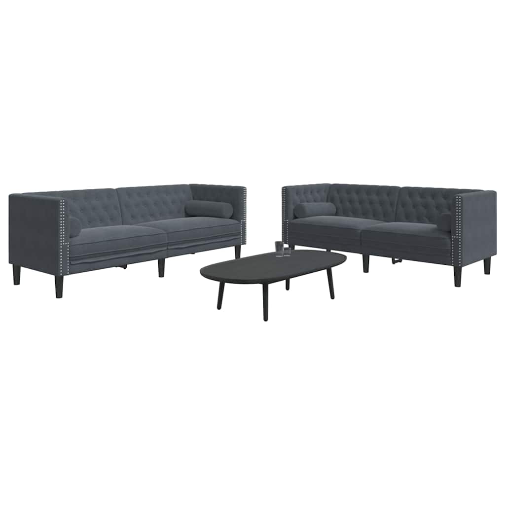 Sofa Set Dark grey Velvet
