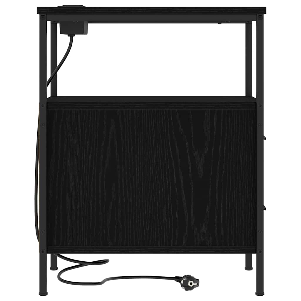 Bedside Table Black oak 30 x 48 x 61 cm Engineered wood