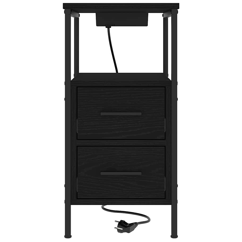 Bedside Table 2 pcs Black oak 30 x 48 x 61 cm Engineered wood