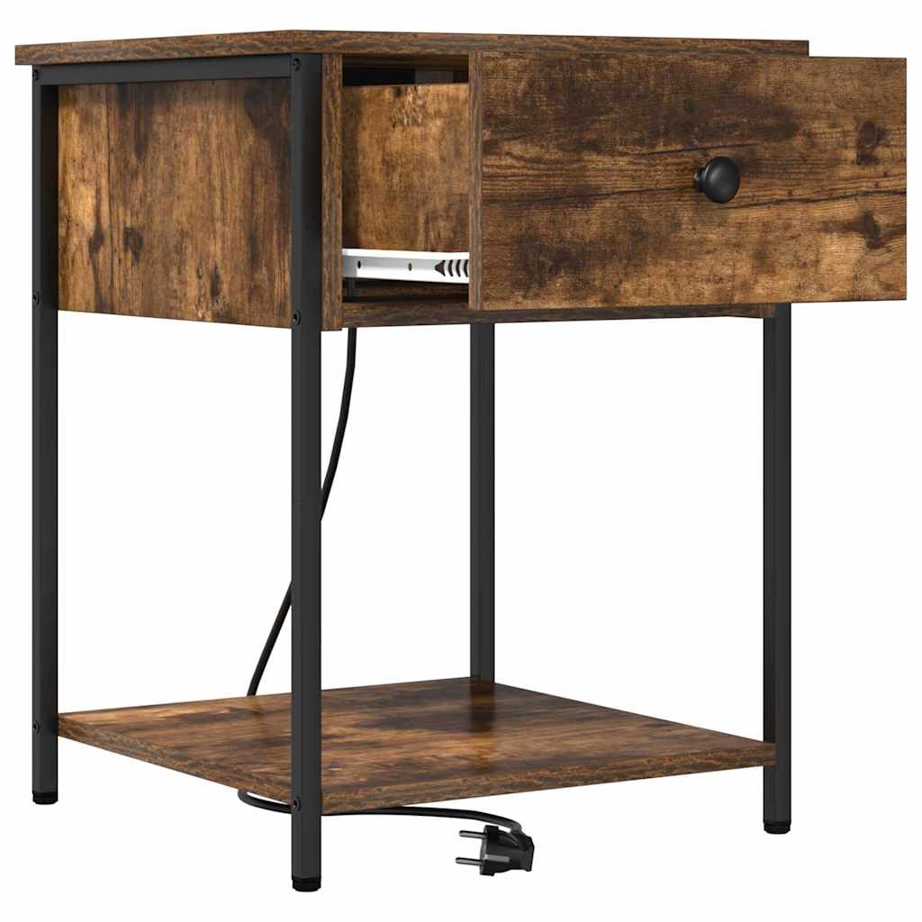 Bedside Cabinet with Drawer 2 pcs Smoked oak 42 x 41 x 56 cm