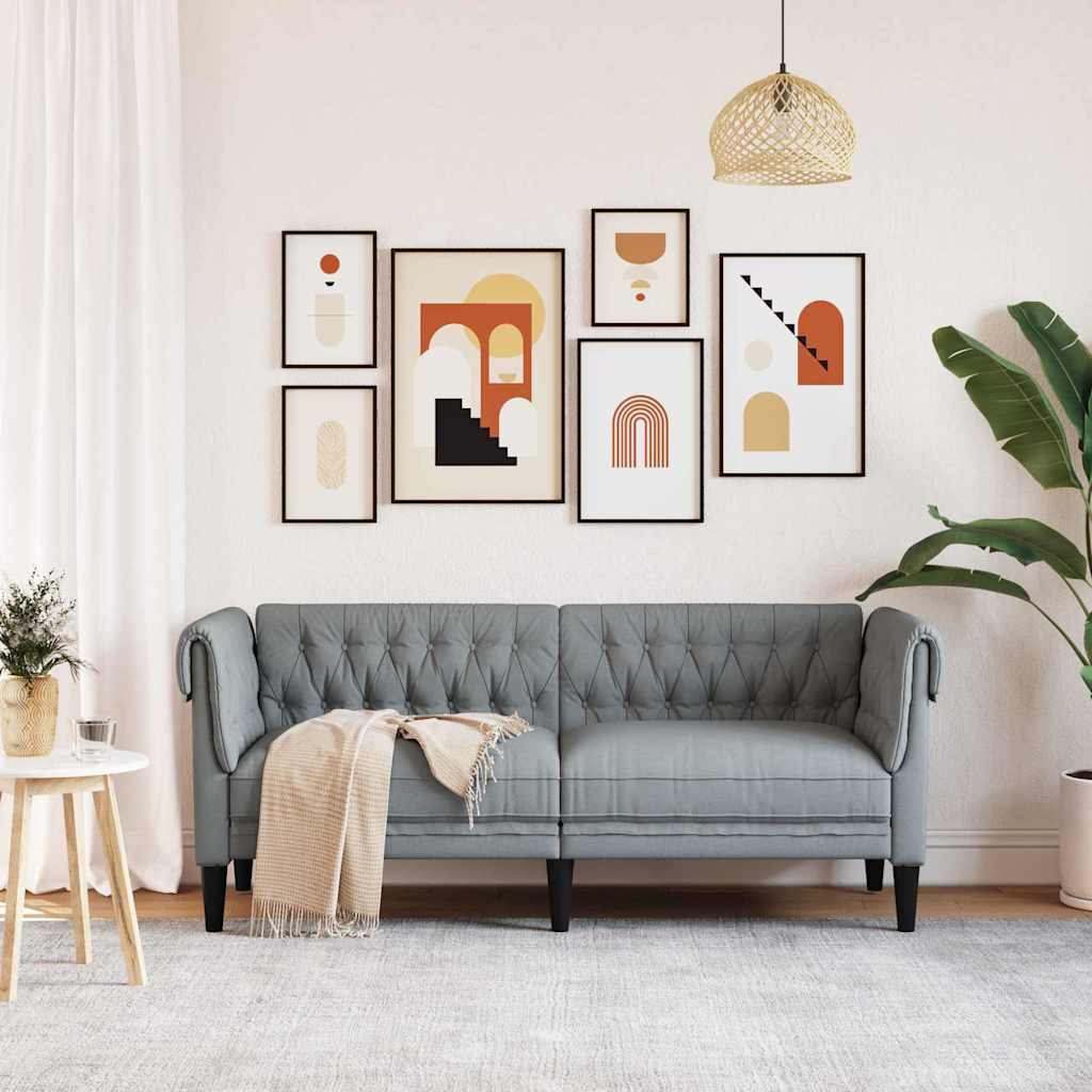 Chesterfield Sofa Light grey 182.5 x 74.5 x 74.5 cm Fabric