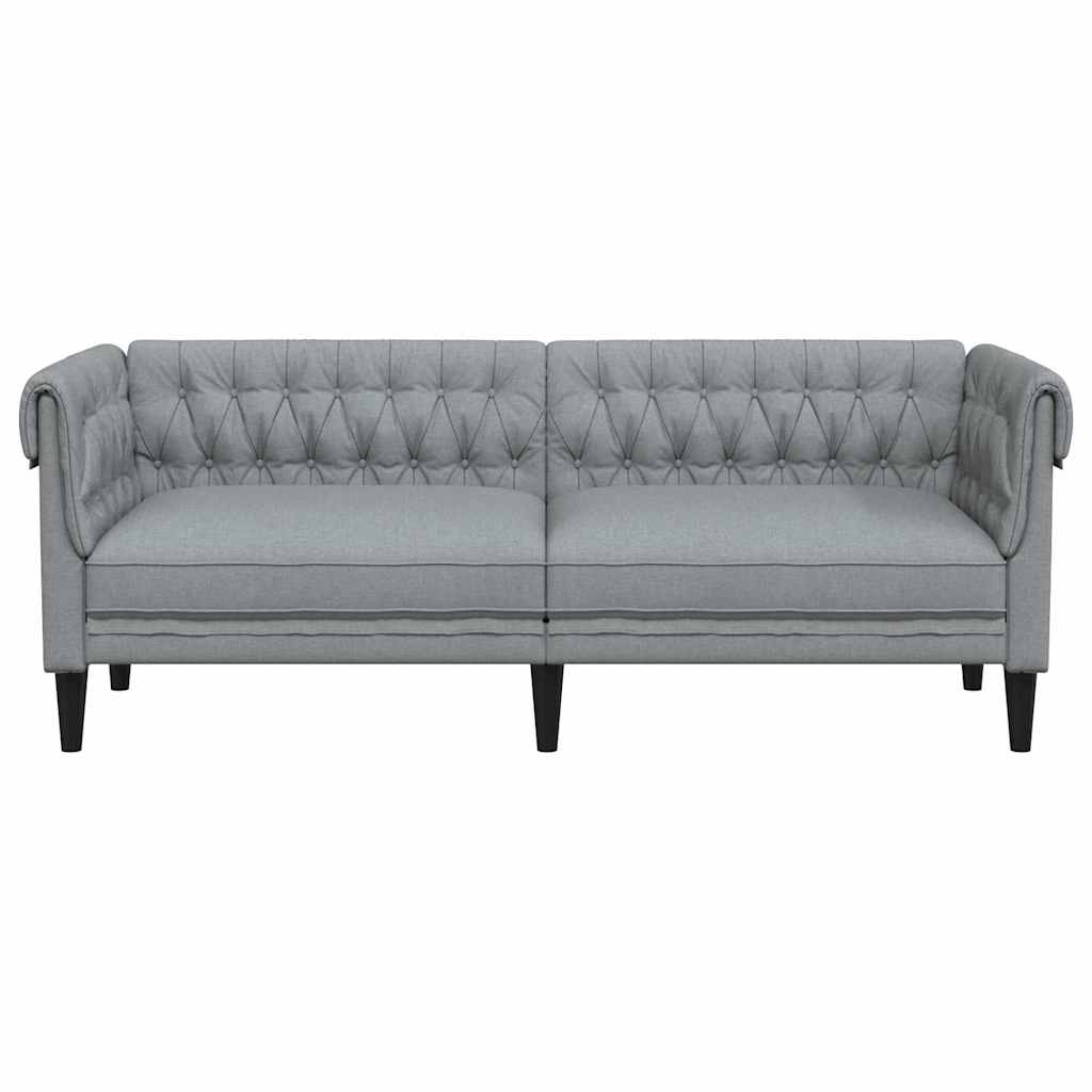 Chesterfield Sofa Light grey 201.5 x 74.5 x 74.5 cm Fabric