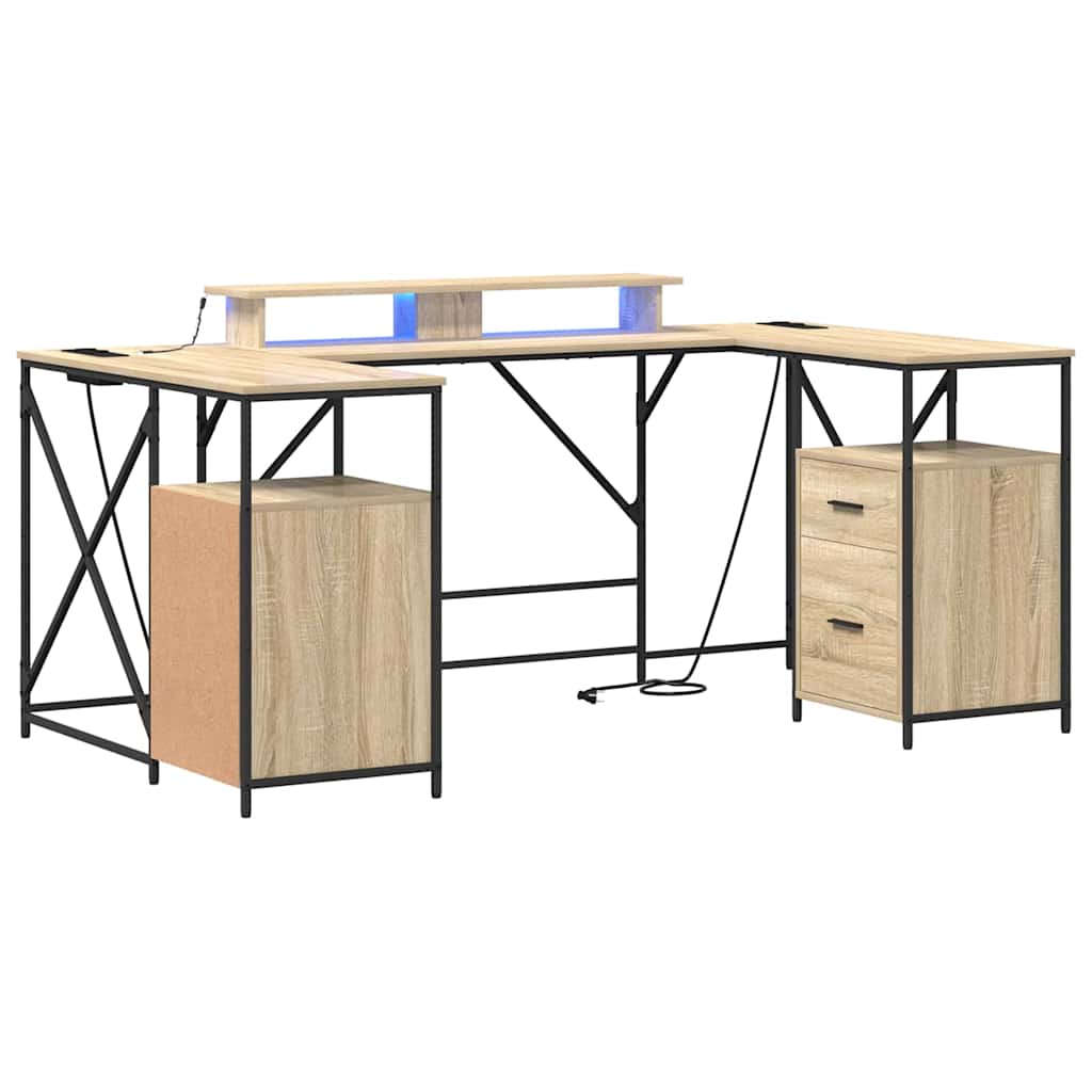 Desk with Drawer Sonoma oak 182 x 101 x 87.5 cm Engineered wood