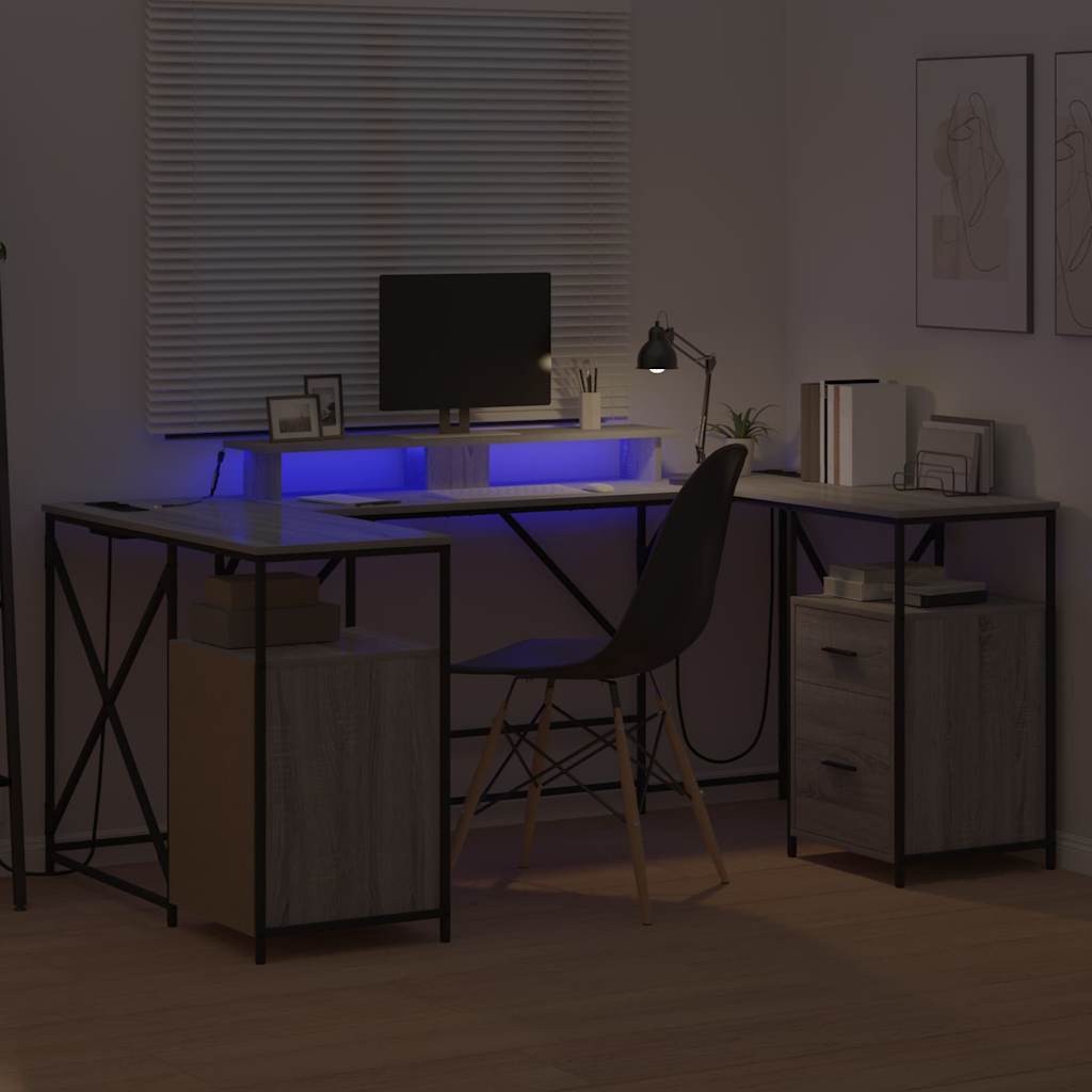 Desk Grey sonoma 182 x 101 x 87.5 cm Engineered wood