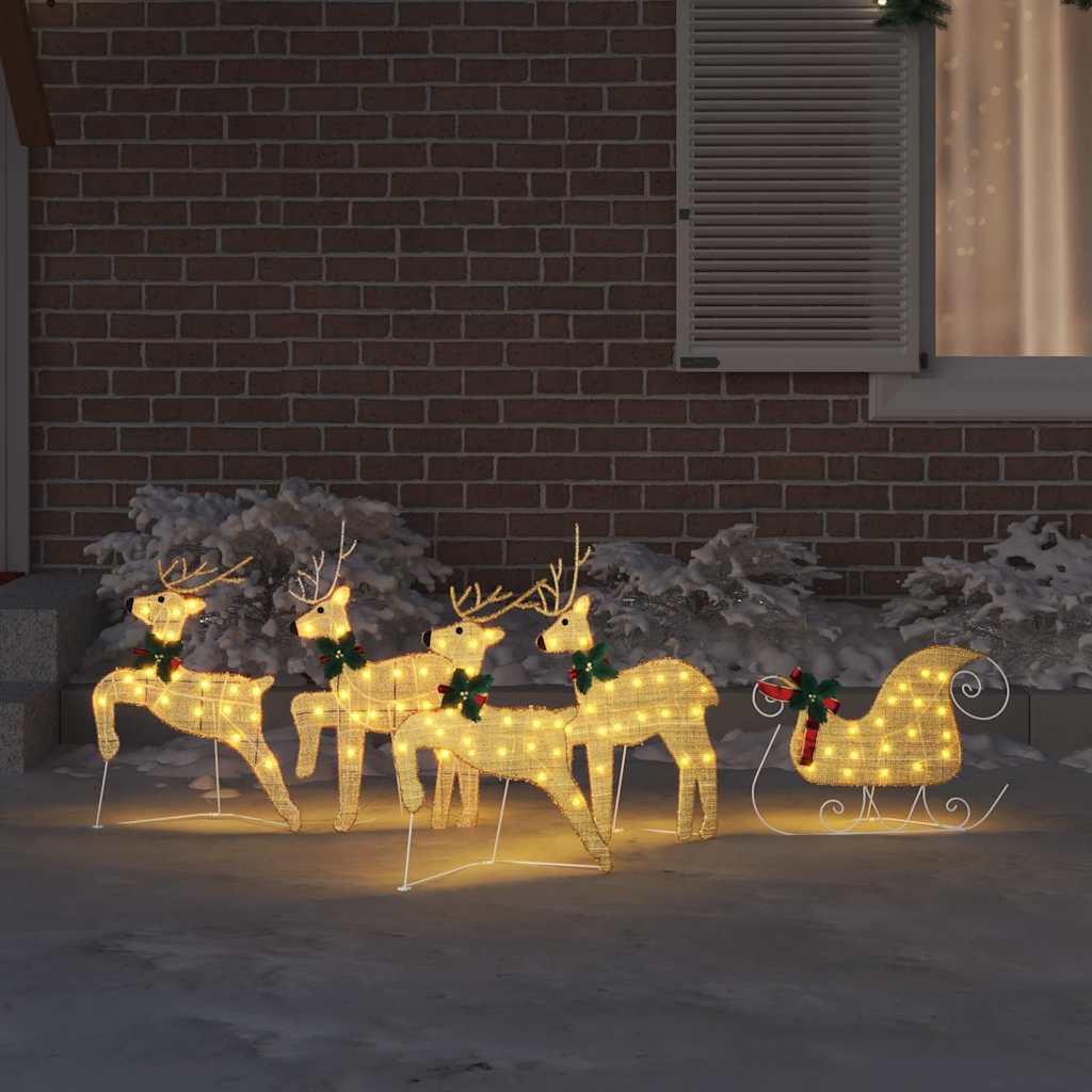 LED Reindeers 5 pcs Gold Fabric