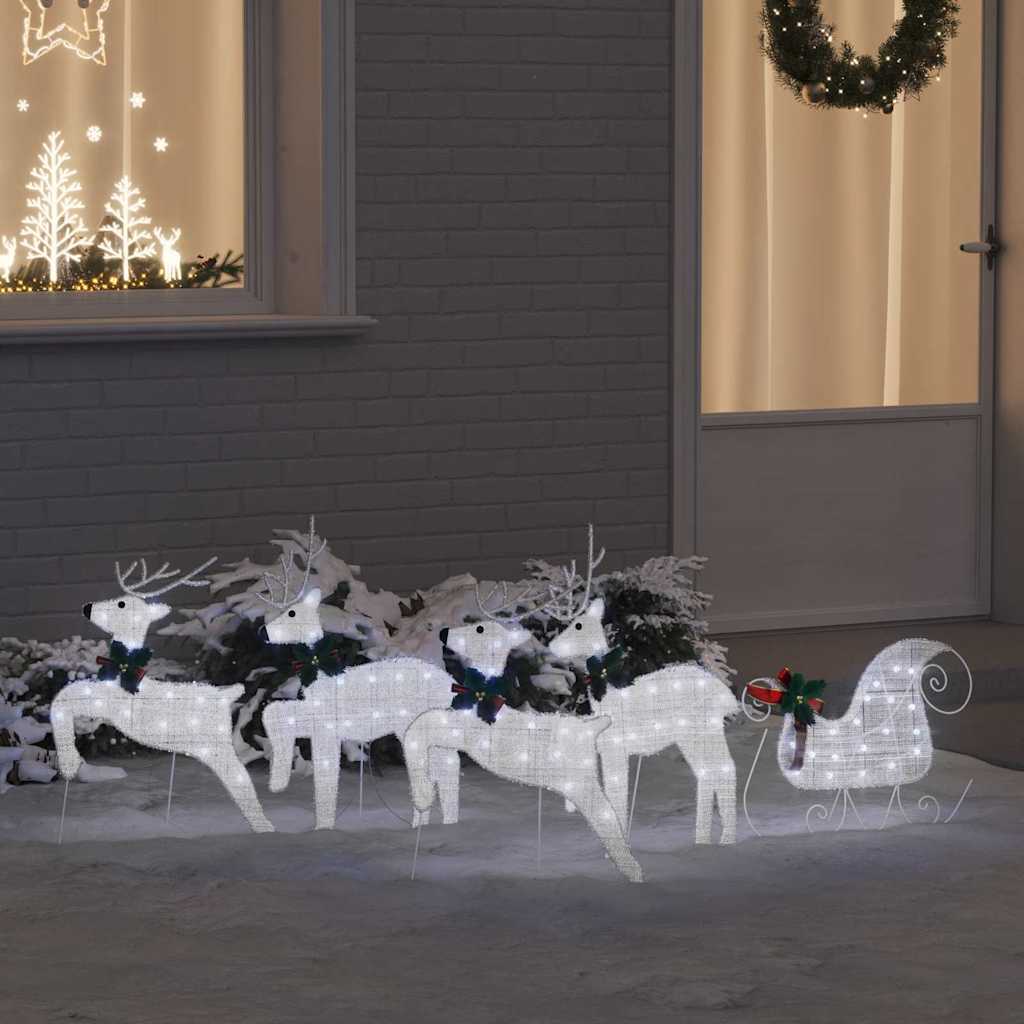LED Reindeers 5 pcs Silver Fabric