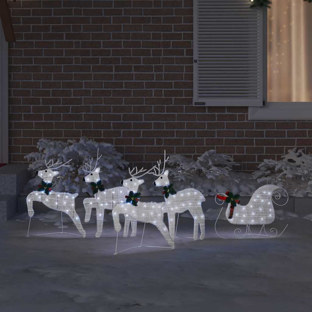 LED Reindeers 5 pcs Silver Fabric
