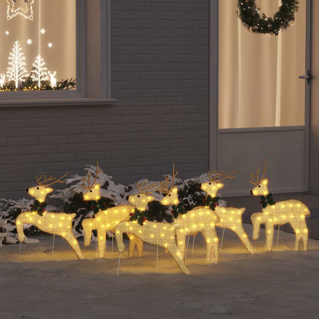 LED Reindeers 6 pcs Gold Fabric