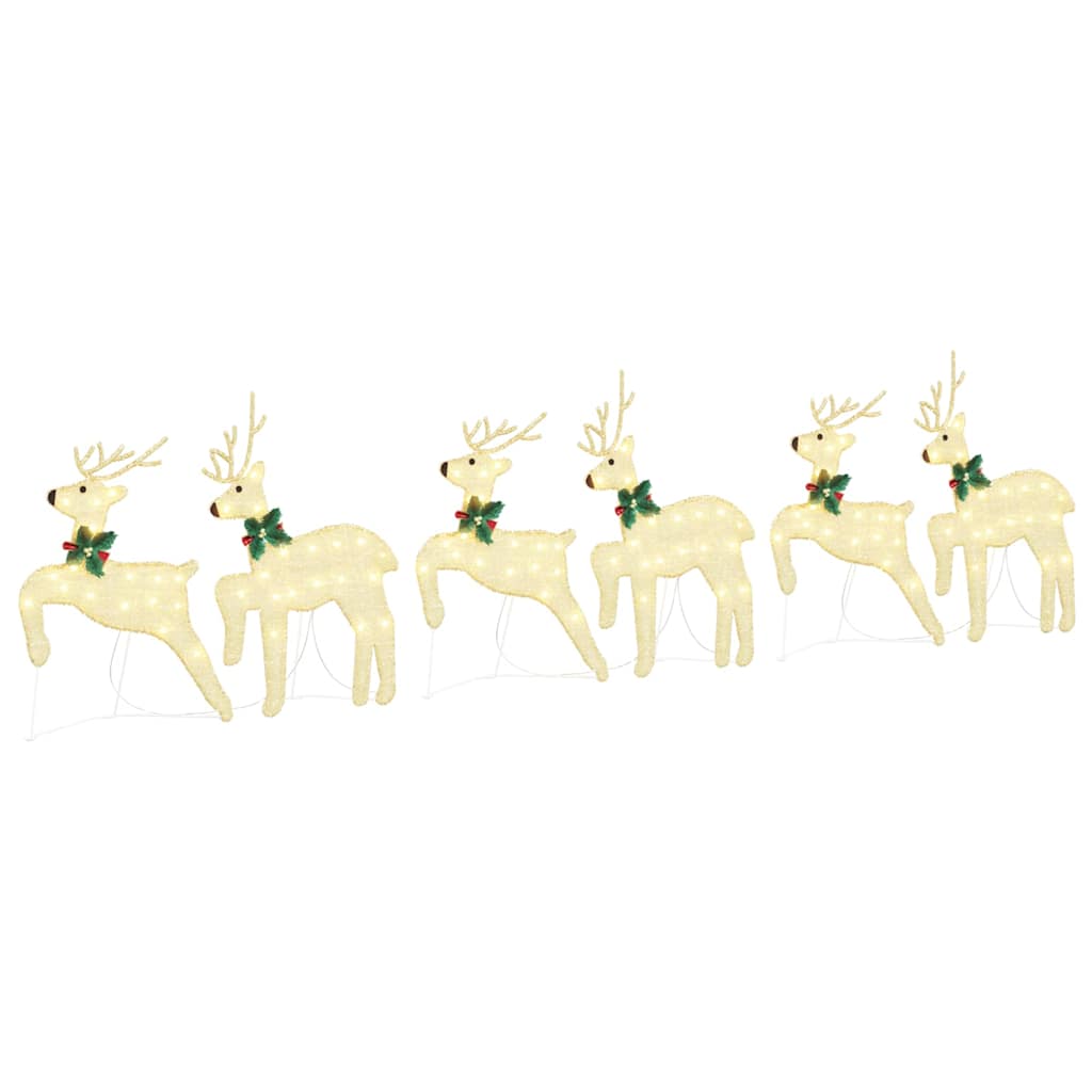 LED Reindeers 6 pcs Gold Fabric